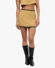 Leather Trim Mini Skirt