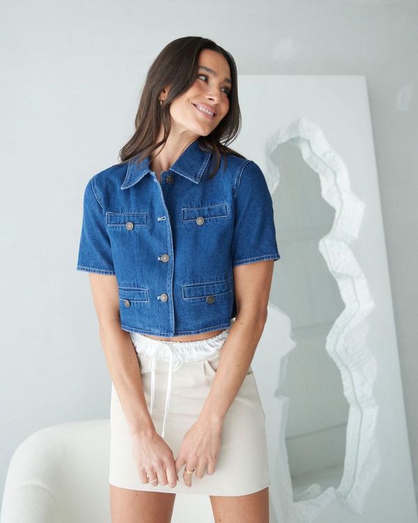 Halston Denim Top